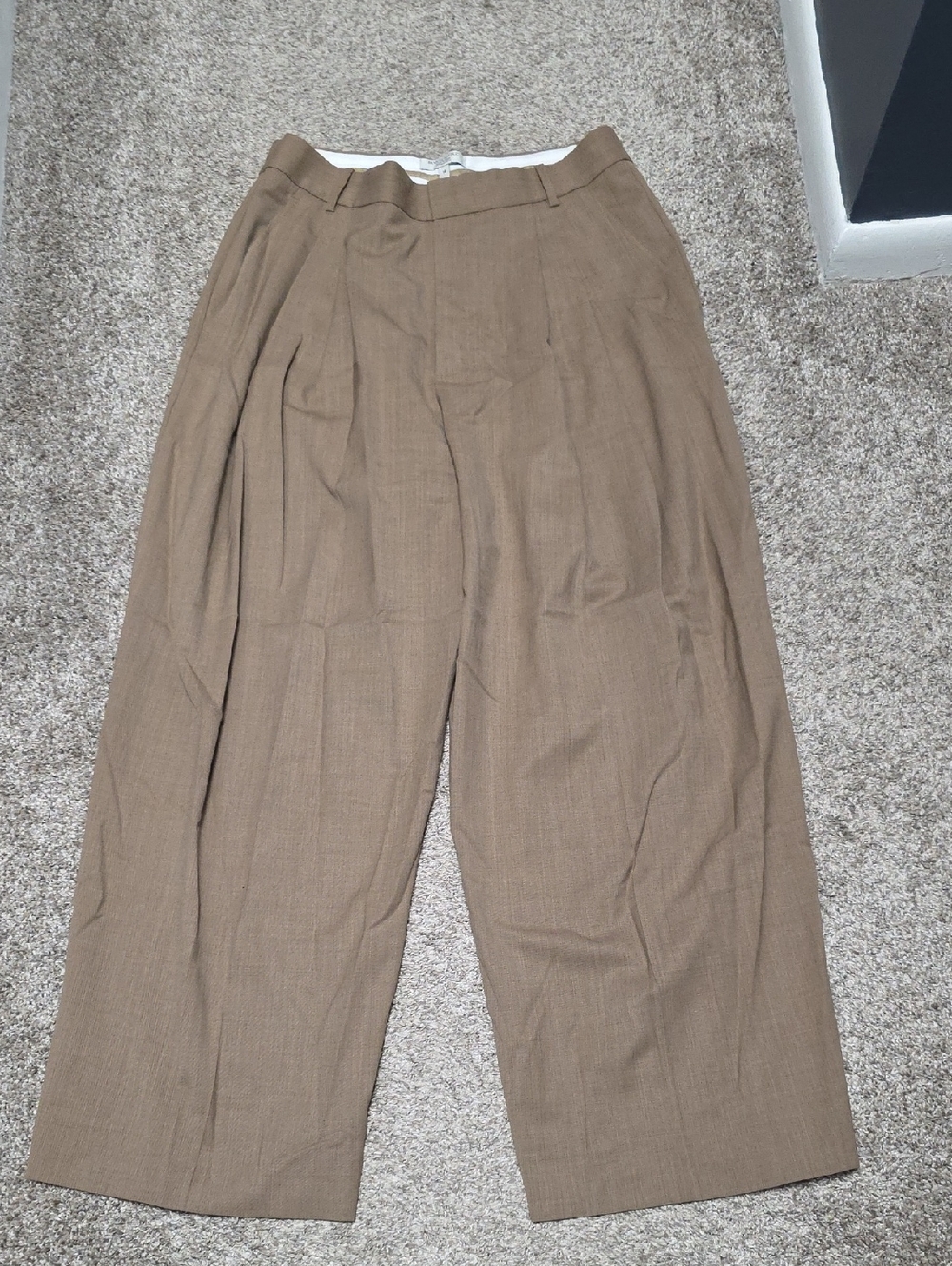 Banana Republic Siena Italian Wool Wide-Leg Trousers in Tan